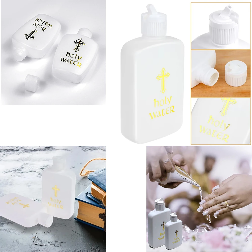 Plastic Holy Water Bottle with Jesus Cross Catholic&Christian Religious Container for Baptism Church Prayer