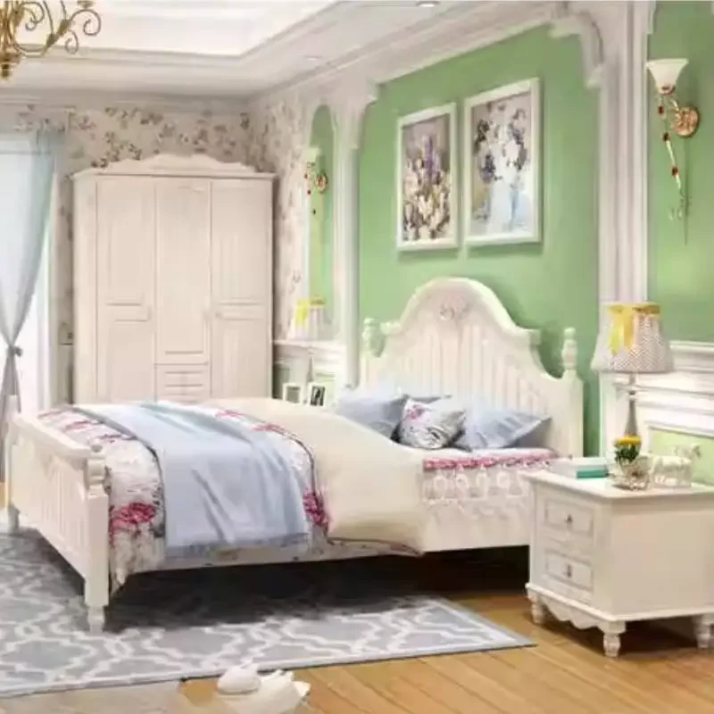 Nordic Simple Designer Double Bed Wood Modern for Girls Floor Bed Bedroom Design Bedroom Furniture Set