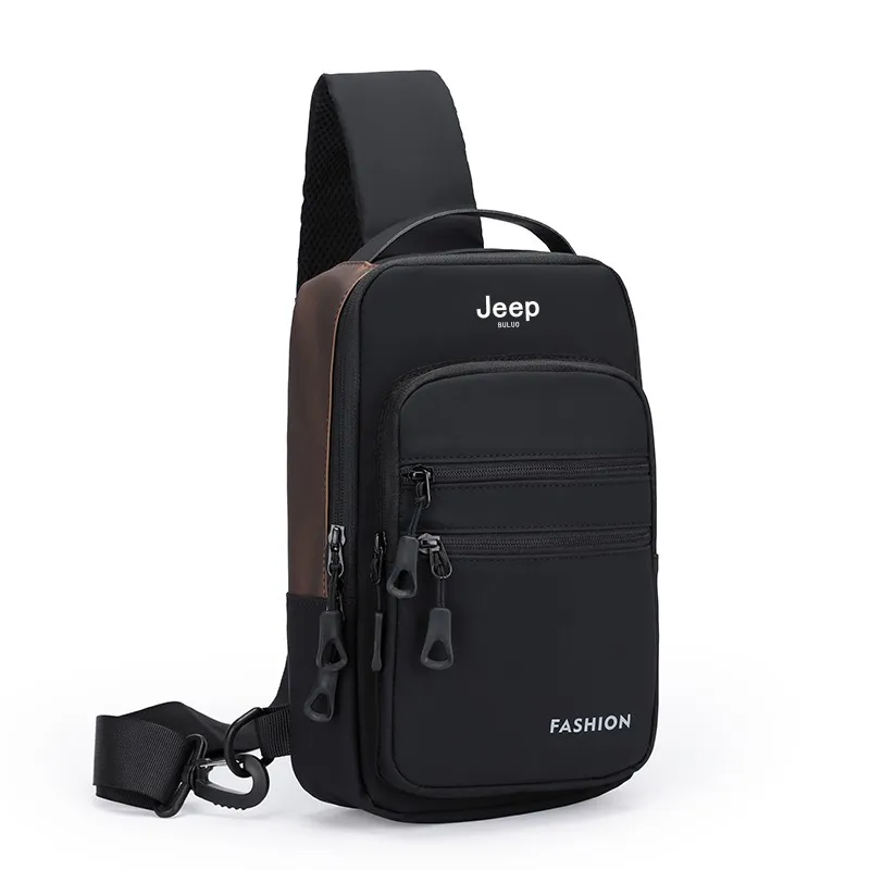 Buluo Jeep Brand Man'S Sling Bag High Quality Leather Crossbody Chest Bag  For Young Men Fashion