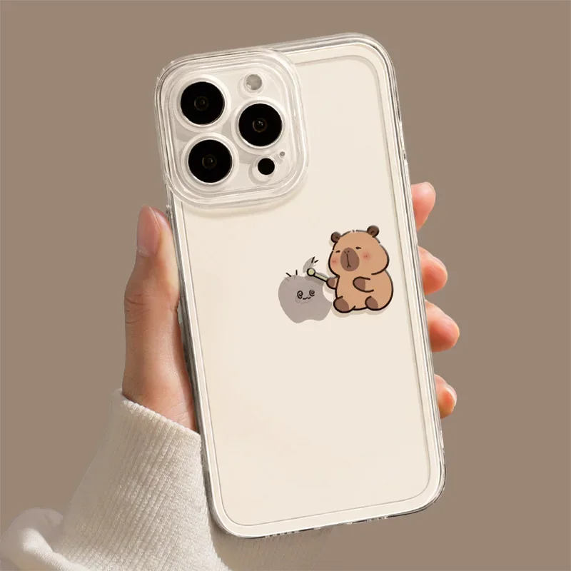 Adorable Cartoon Capybara Transparent Phone Case Cover