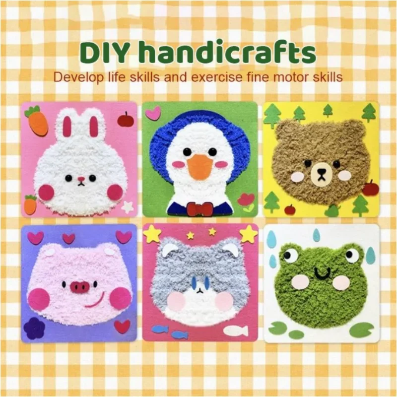 Handmade Wool Embroidery Children's Diy Perforated Pattern Embroidery Set Cartoon Wool Hand Embroidered Felt 2