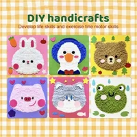 Handmade Wool Embroidery Children's Diy Perforated Pattern Embroidery Set Cartoon Wool Hand Embroidered Felt 2