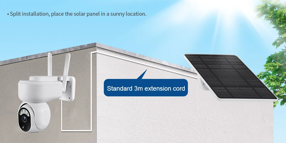 4MP 4G LTE Solar Camera Outdoor WiFi Security Camera PTZ Auto Tracking Color Nig