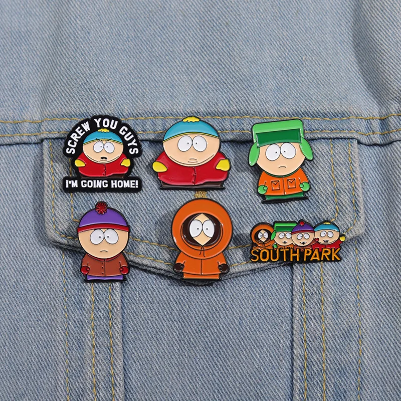Enamel badges 6pcs cartoon animated character custom cute metal lapel brooches for kid friends