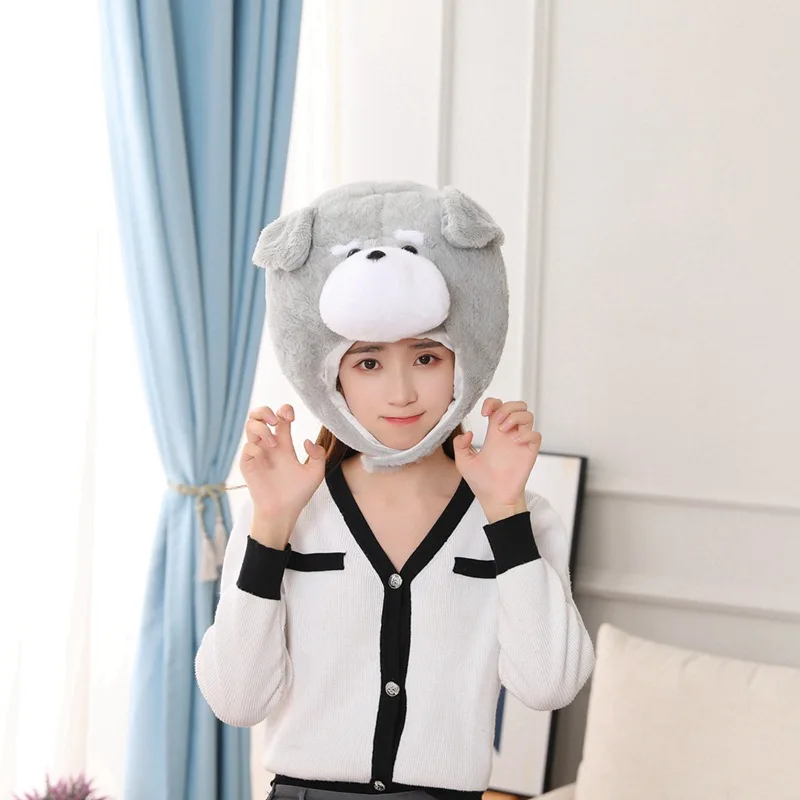 

Headgear Hat Gray Dog Plush Headgear Photography Props Cartoon Headgear Photography Props