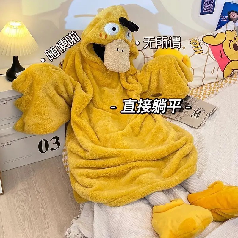 MINISO Anime Adult Psyduck Cosplay Halloween Costumes Onesies Nightgown Xmas Carnival Funny Pajamas Kigurumi