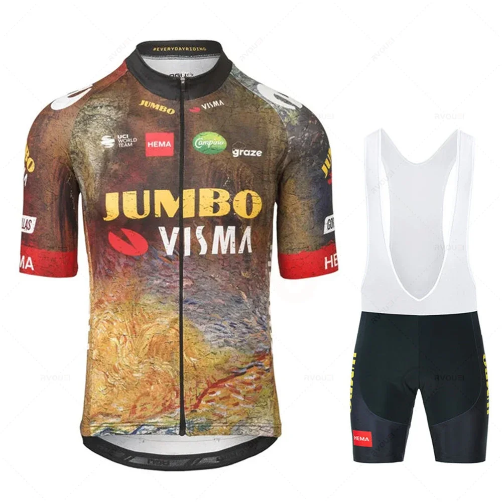 Jumbo Visma-Jersey de ciclismo de manga curta para homens, MTB Bike Uniform, Vestuário de bicicleta, Novo, 2023 2