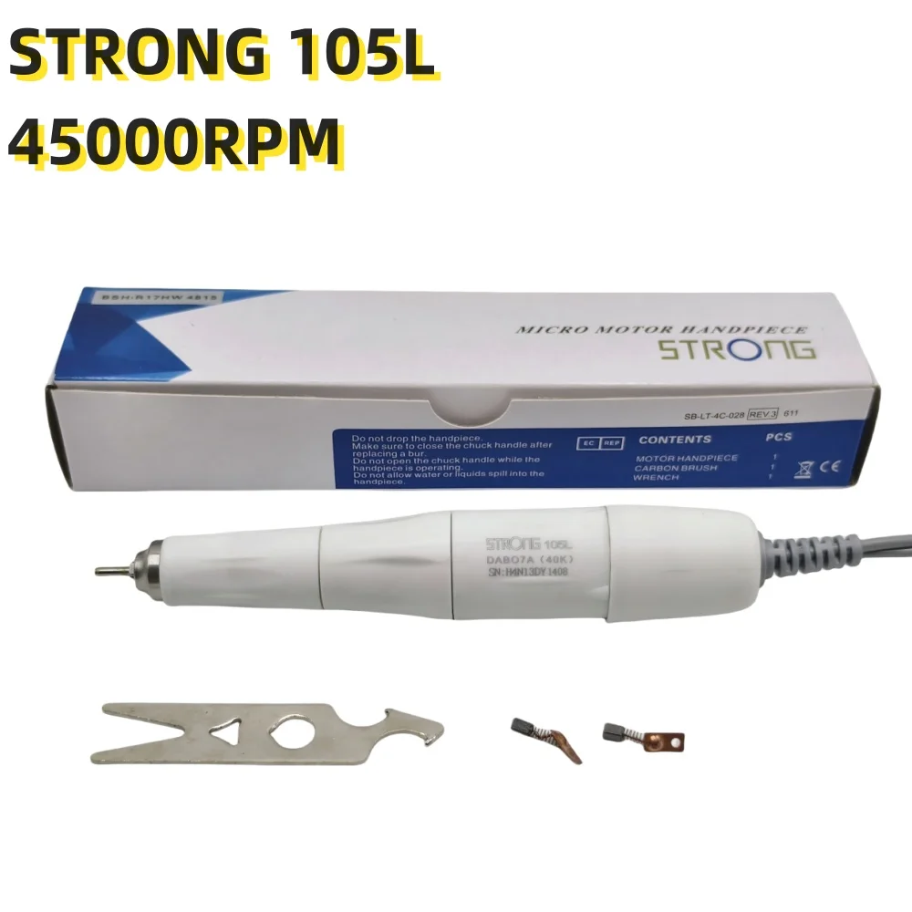 STRONG 210 45000RPM 35K & 45K Micromotor Polishing Nail Drill Pen Manicure Machine Handpiece White 2.35mm SDE SH20N STRONG 105L 3