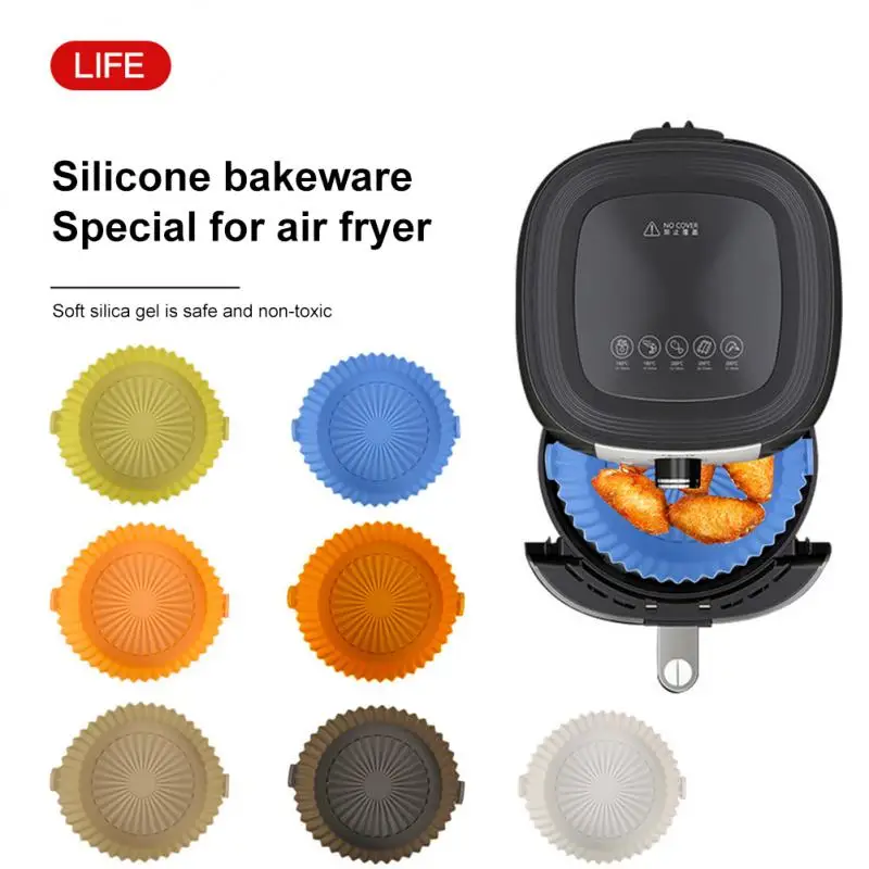 

Airfryer Silicone Basket Air Fryer Oven Baking Tray Pizza Fried Chicken Airfryer Pan Liner Pot Accessories Silicone Tray