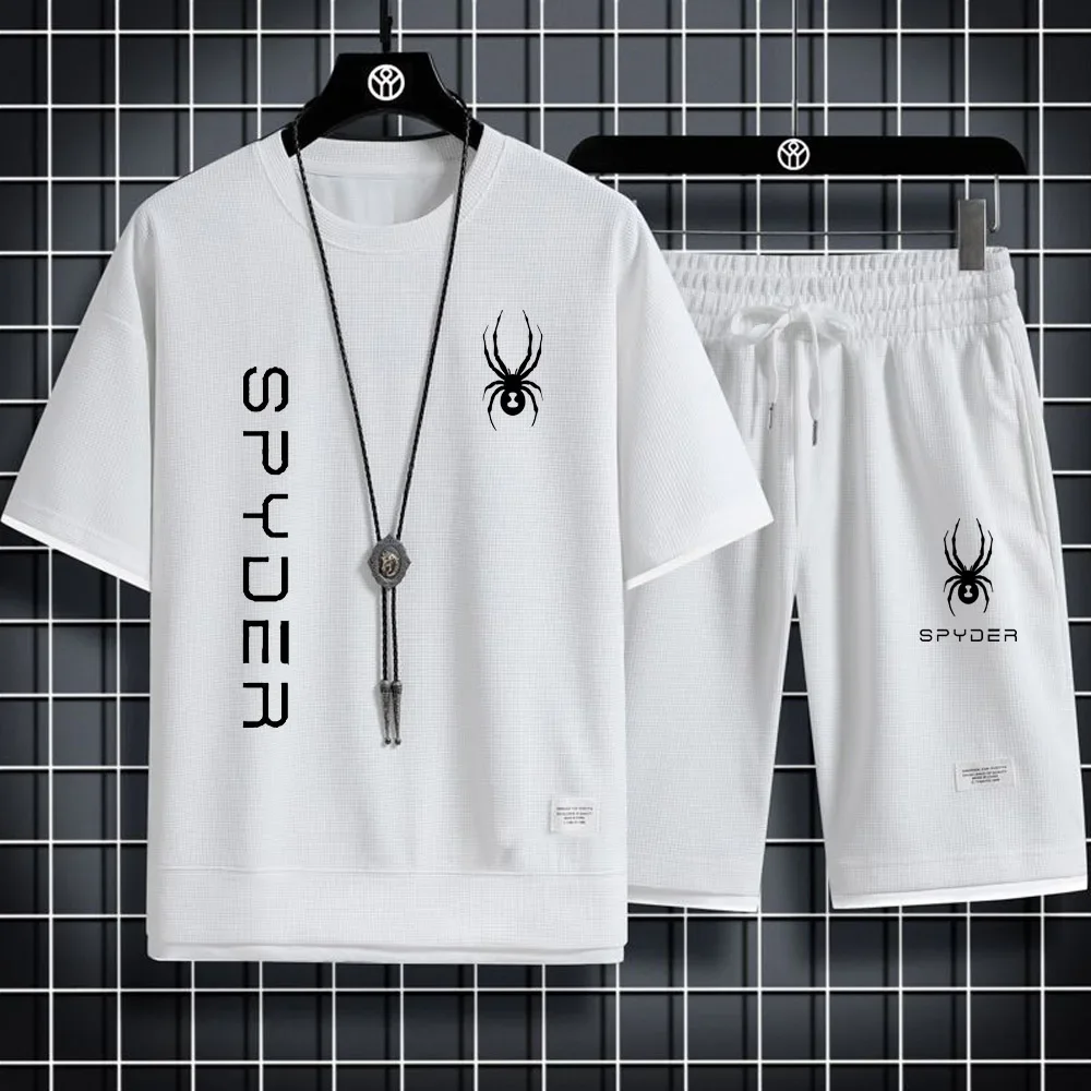 

2024 Men's Summer casual sports suit Short sleeve T-shirt and sports shorts wear Korean jogging 2-piece suit