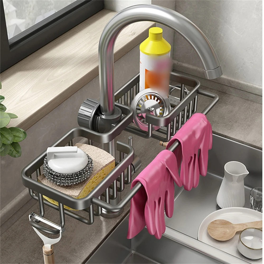 Kitchen Supplies Storage Rack Non Perforated Dishwashing Supplies Sponge Bidirectional Drainage Storage Rack Household And Kitch