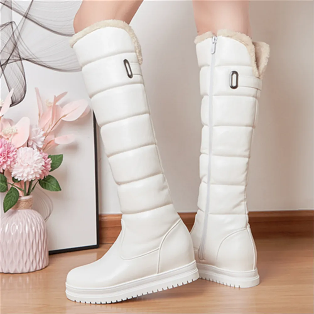Women Knee Boots Winter Warm Snow Boots Women Shoes Low Heels Knee High Boots Female Platform Plush Long Boats Mujer 34-43