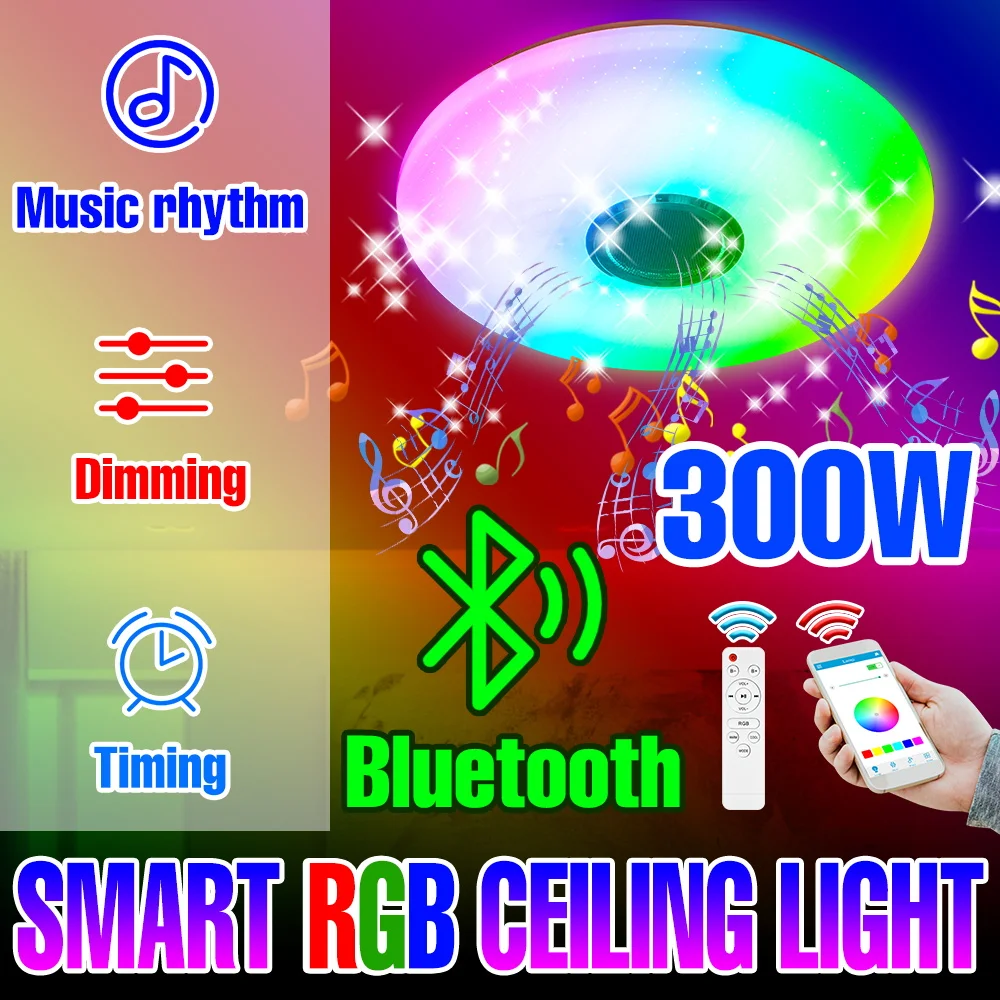 

LED Ceiling Chandelier Dimmable Lamp 220V Smart Changing Light Bulb RGB Spotlight APP Bluetooth Home Light With Remote Control