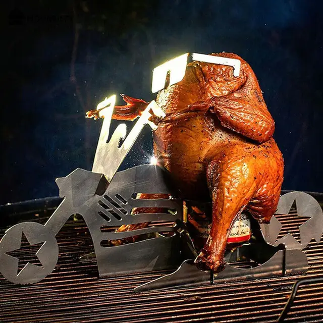 American Motorcycle Bbq Szerszámok Acél Állvány Vicces Csirke Sörrel Can Holder Grilling Sült Barbecue Kiegészítők
