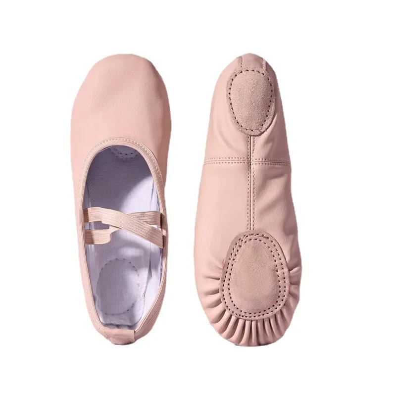 Women's Ballet Slippers Woman Danseuse PU Leather Professional Dancers Girls Kids Soft Sole Children Toddler Dance Shoes 1pc