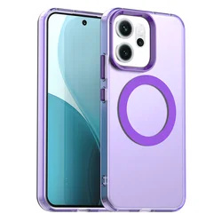 Magnetic Wireless Charging Case - Candy Colors Transparent Back Shell Cover - OPPO Reno14 FS 5G (Purple)