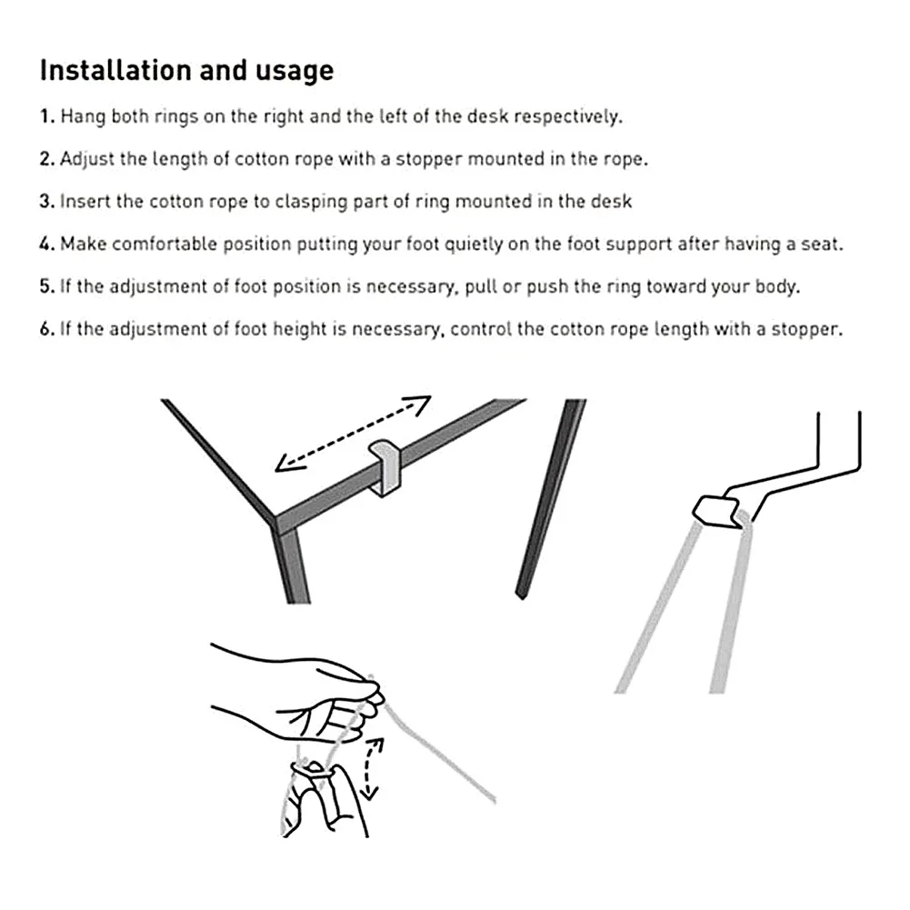 Portable Foot Hammock Polyester Desk Rest Foot Put Adjustable Rest Tables Foot Put Feet Swing Footrest for Office Home Camping 6