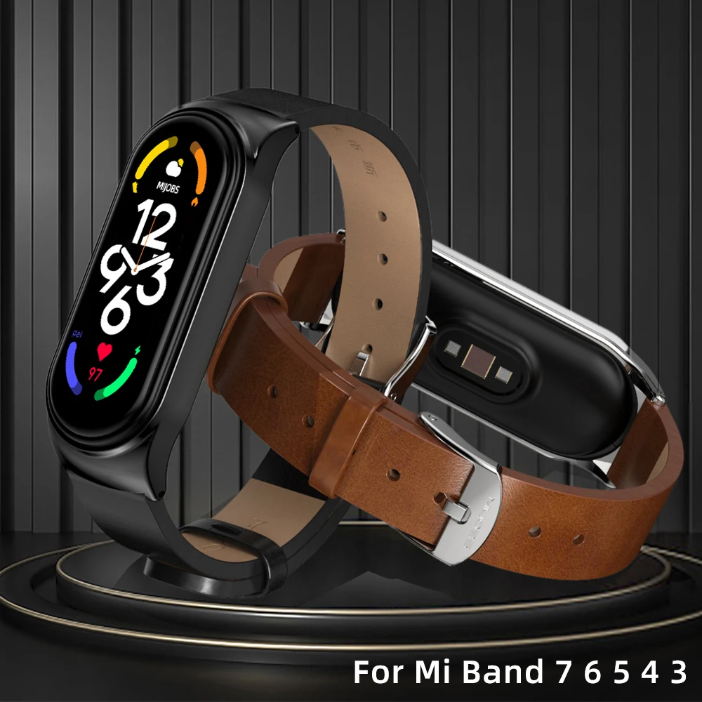 

Strap for Mi Band 7 Leather Wristbands Mi Band 6 5 4 3 Bracelet Miband 6 Smart Watch Accessories for Xiaomi NFC Global Version