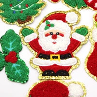 Buy New 1PC Iron On Patches Christmas Style Chenille Patches For Clothes Dress Jackets Cute Embroidery Project Craft Applique Online - Image 2