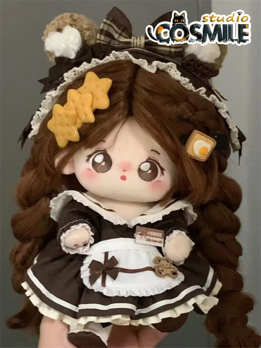 

Little Bear Cafe Maid Brown Dress Skirt Cute Costume for Stuffed Plushie 20cm Plush Doll Clothing Toy Clothes LB Sa