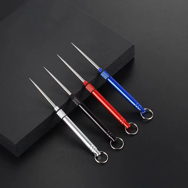 Titanium Outdoor EDC Portable Multi-Purpose Toothpick Bottle Fruit Fork Camping Tool Toothpick Tube 1PCS Random color