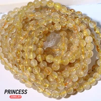 A+ Natural Gold Rutilated Quartz 6mm Healing Crystal Beads for Jewelry Making DIY Bracelet Necklace Accessories 1