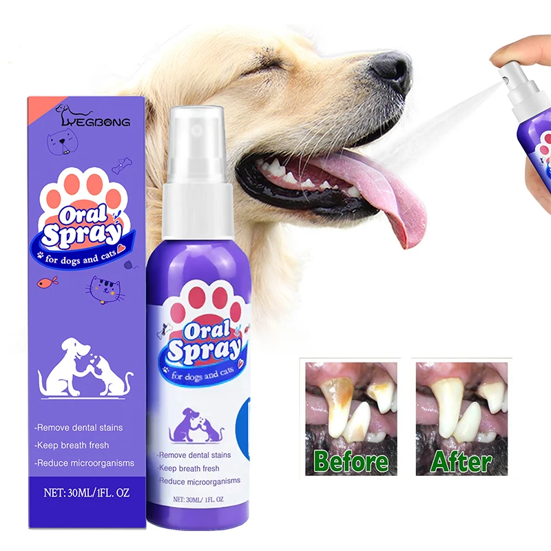 Cat And Dog Teeth Cleaning Spray for Pets To Remove Tooth Stains Bad Breath Fresh Breath Pet Oral Care Spray Remove Bad