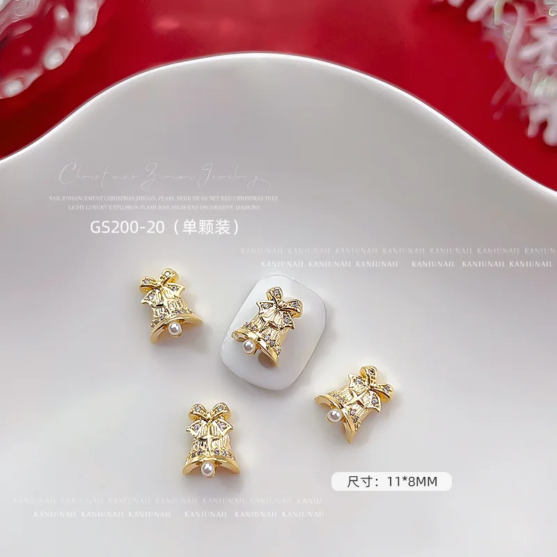 Christmas Nail Art Golden Silver Christmas Nail Charms Elk Christmas Tree Bells Christmas Nail Decoration Nail Art Accessoire 2