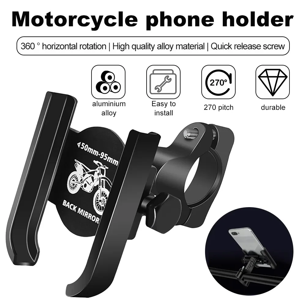 Rotatable Motorcycle Bike Mobile Phone Bracket Handlebar Rearview Mirror Support for Easy Cycling Navigation Urban And Leisure