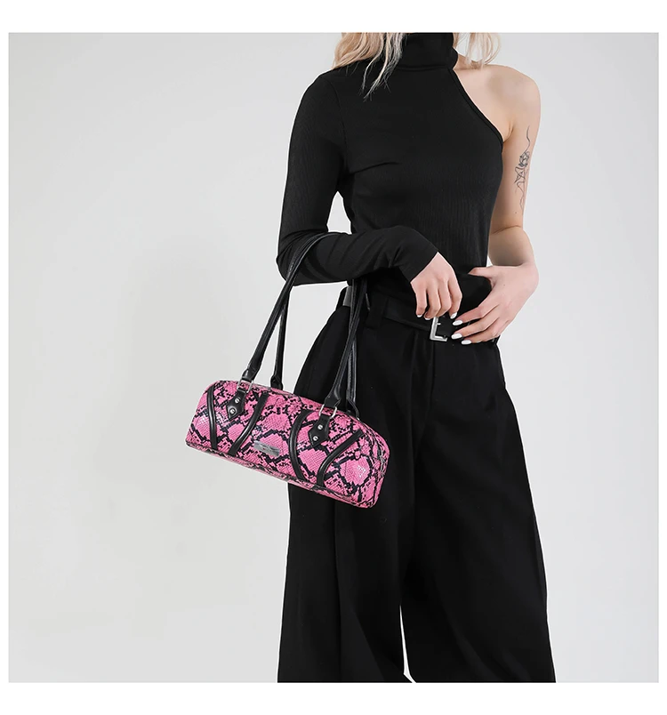 Snake Pattern PU Square Shoulder Bags High Quality Sense of Luxury Personality Popularity Women's Armpit Bags 2025 Fashion New