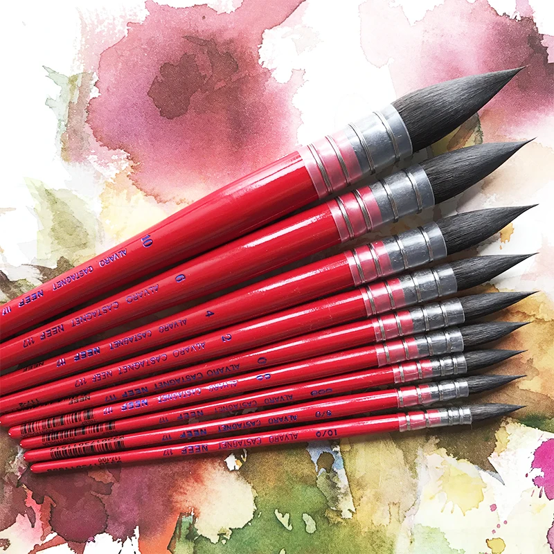 Australian NEEF watercolor brush artist advanced watercolor brush Alvaro Castagnet custom 117 squirrel fur painting art supplies - AliExpress