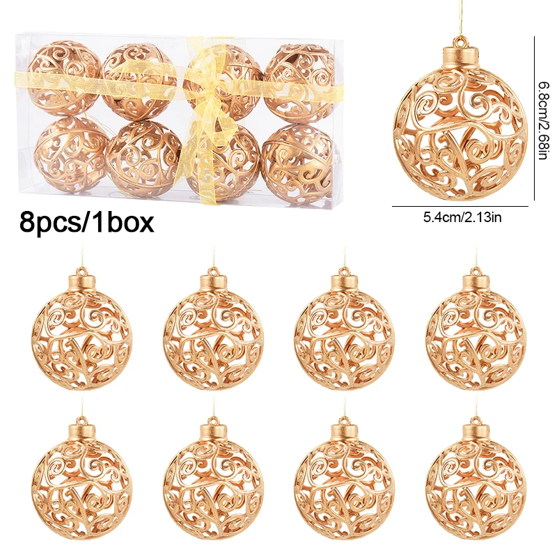 thumbnail image 1 of 4/8 piezas de adornos de bolas de Navidad, colgante de estrella hueca dorada, decoración colgante para árbol de Navidad para el hogar, colgante de estrella 3D ahuecado, 1 of 5