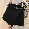 High Waist Wide Leg Mini Skirts Women Belts Solid Color Autumn Winter Loose A-line Simple Korean All-match Comfortable Casual 4