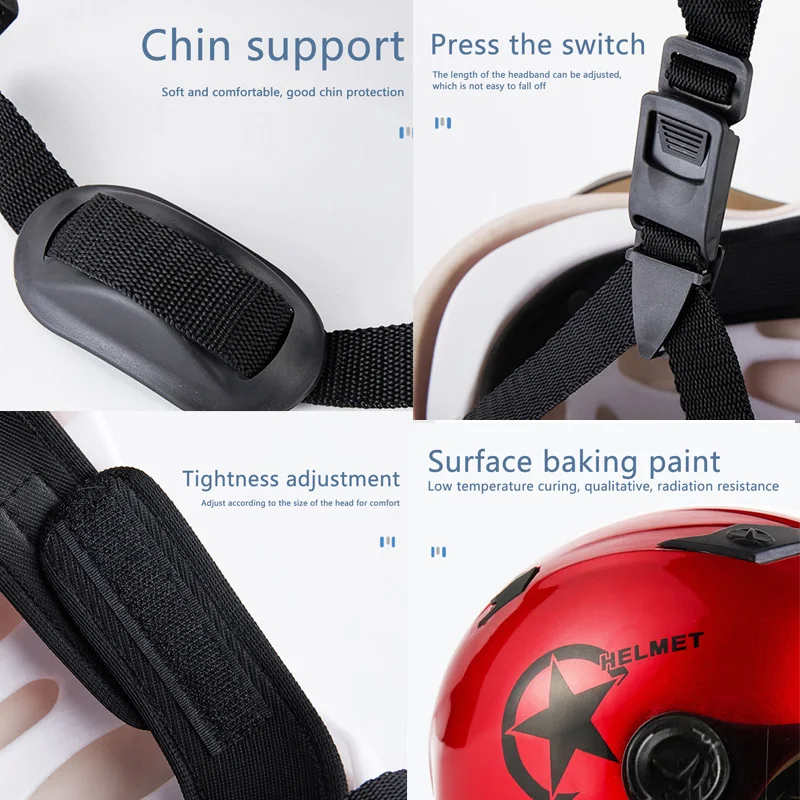 Casque De Moto Demi-visage Ouvert Pour Hommes Et Femmes, Quatre Saisons, Double Lentille, Course Brésilienne, Harley