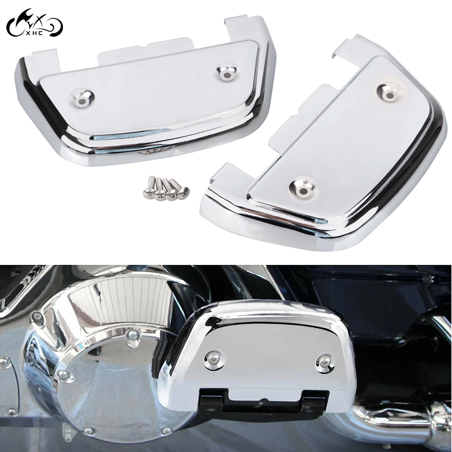 2x Chrome Passenger Footrest Footboard Cover For Harley Touring Electra