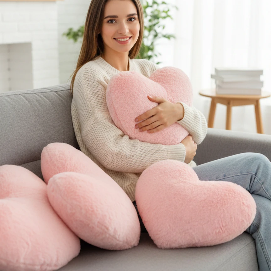 Blush Heart Decorative Pillow - Cozy Accent Cushion