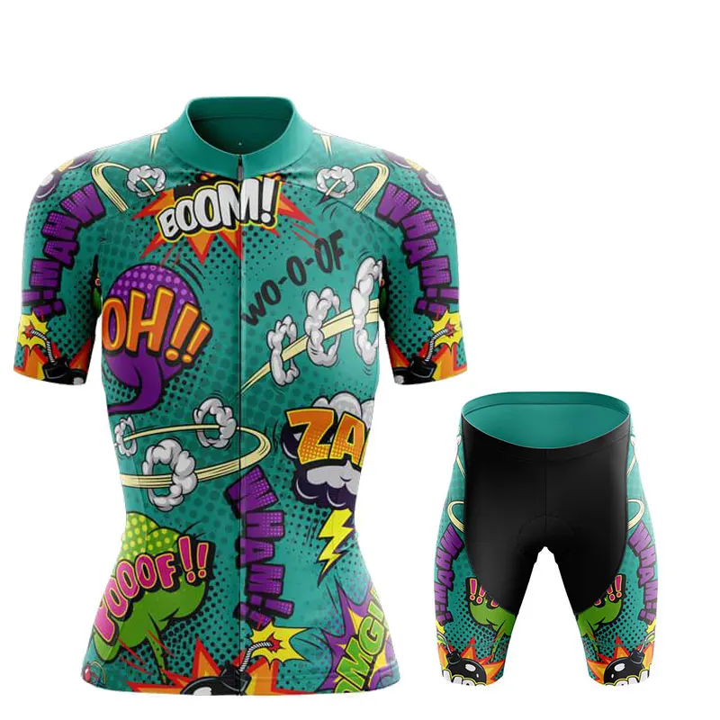 Woman‘s Cycling Jersey Set 2023 Funny Cartoon Summer Anti-UV Bicycle Clothing Short Sleeve Bike Clothes Maillot Ropa Ciclismo 5