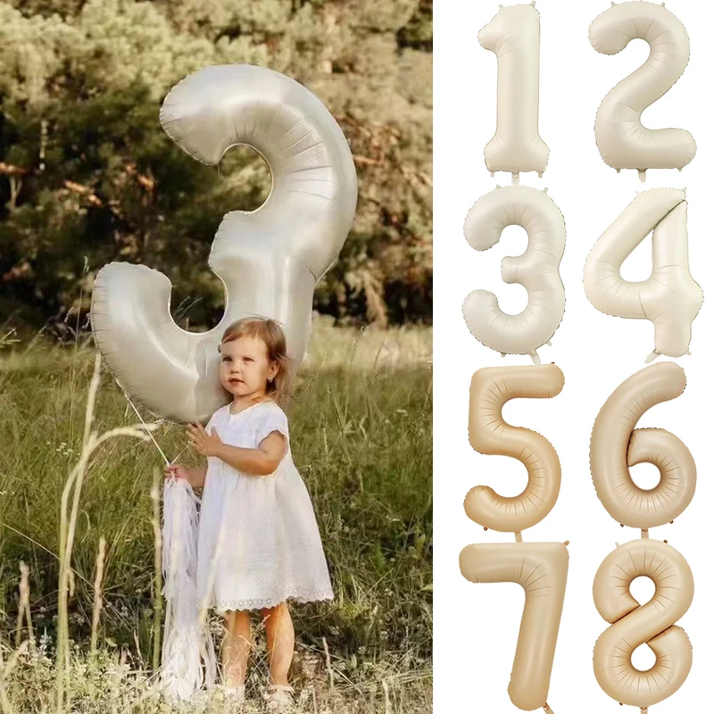 Cream Number Foil Balloons 2