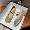 2025 Summer New Full Diamond Retro French Square Headed Mary Jane Women's Shoes Shallow Mouth Pearl Flat Bottom Grandma's Shoes 1