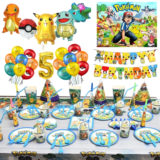 Pikachu Theme Pokemon Birthday Party Decorations Kids Toy Gifts Disposable  Tableware Event Supplies Aluminum Foil Balloons - Action Figures -  AliExpress