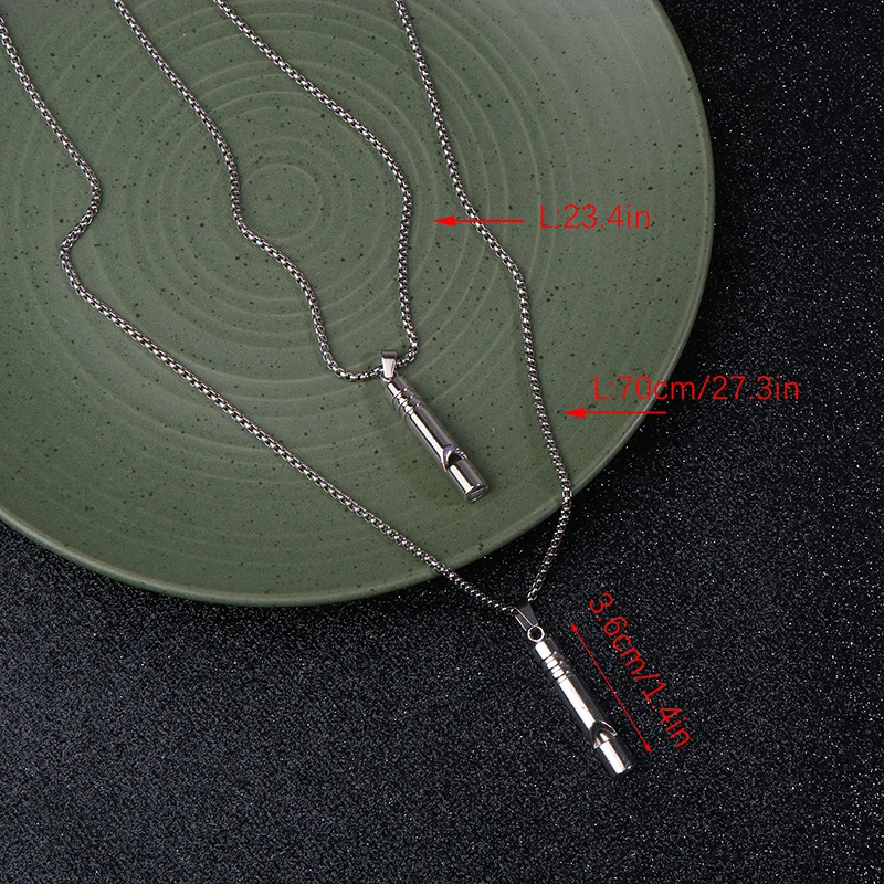 1PCS Whistle Necklace Pendant Emergency Survival Whistle Outdoor Hiking Camping Necklaces Stainless Steel Punk survival whistle metal whistle