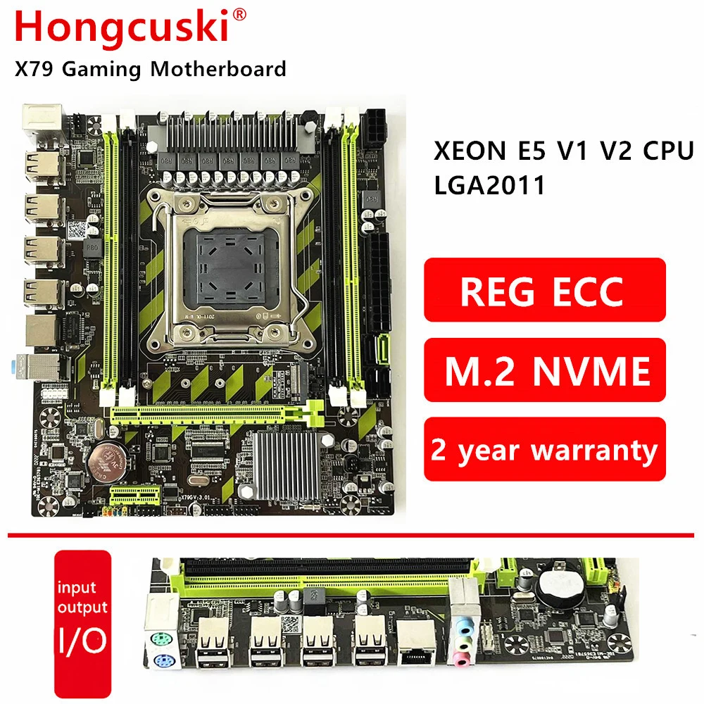 

X79 ECC Xeon M.2 NVME Motherboard M.2 NVME SSD LGA 2011 CPU Support Xeon E5 V1 V2 2670 Processor DDR3 NON ECC RAM Memory NGFF