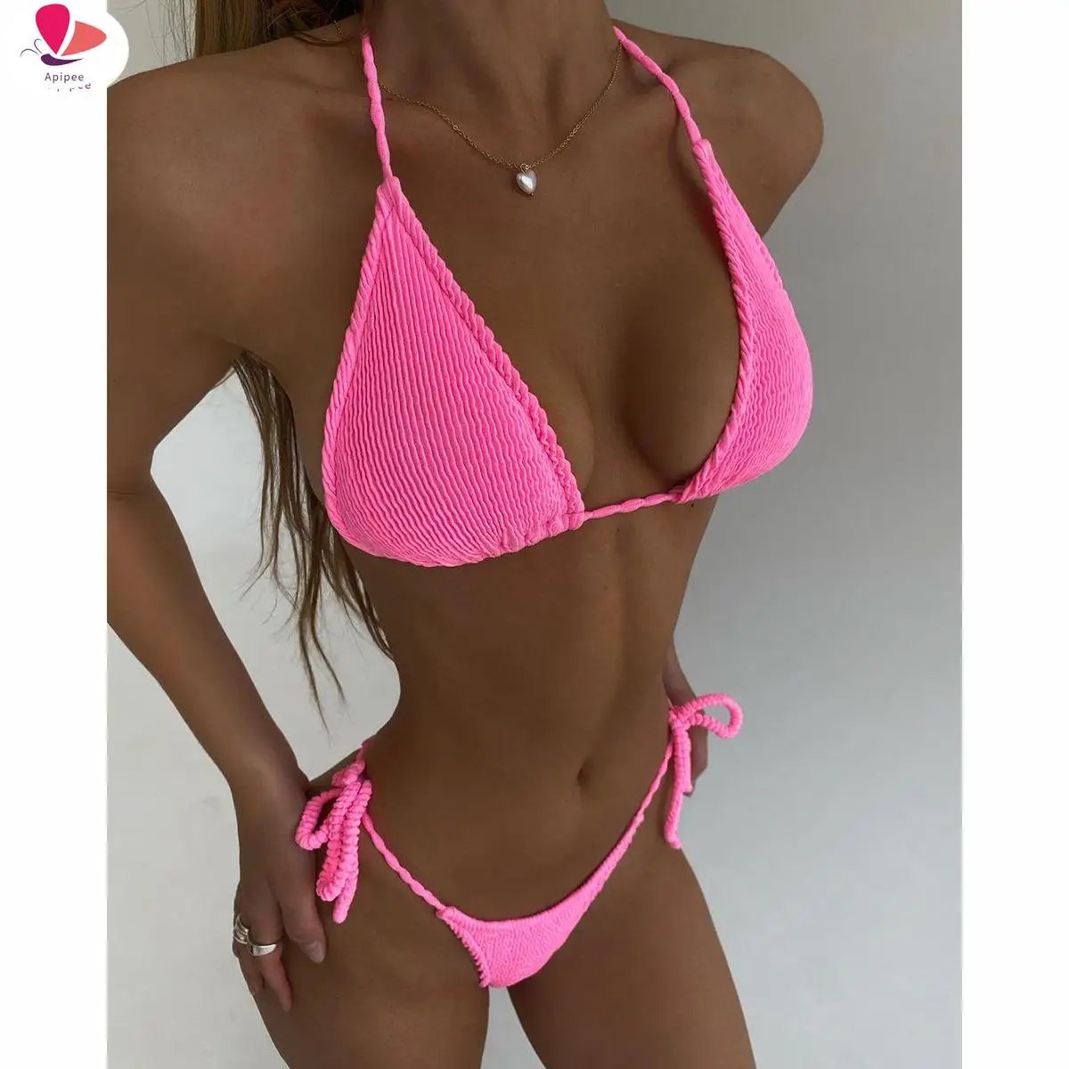 

APIPEE Sexy Bikini Push Up Vrouwen Badpakken Vrouwelijke Micro Bikini Set Solid Badmode Badpak Badpakken Braziliaanse Biquini