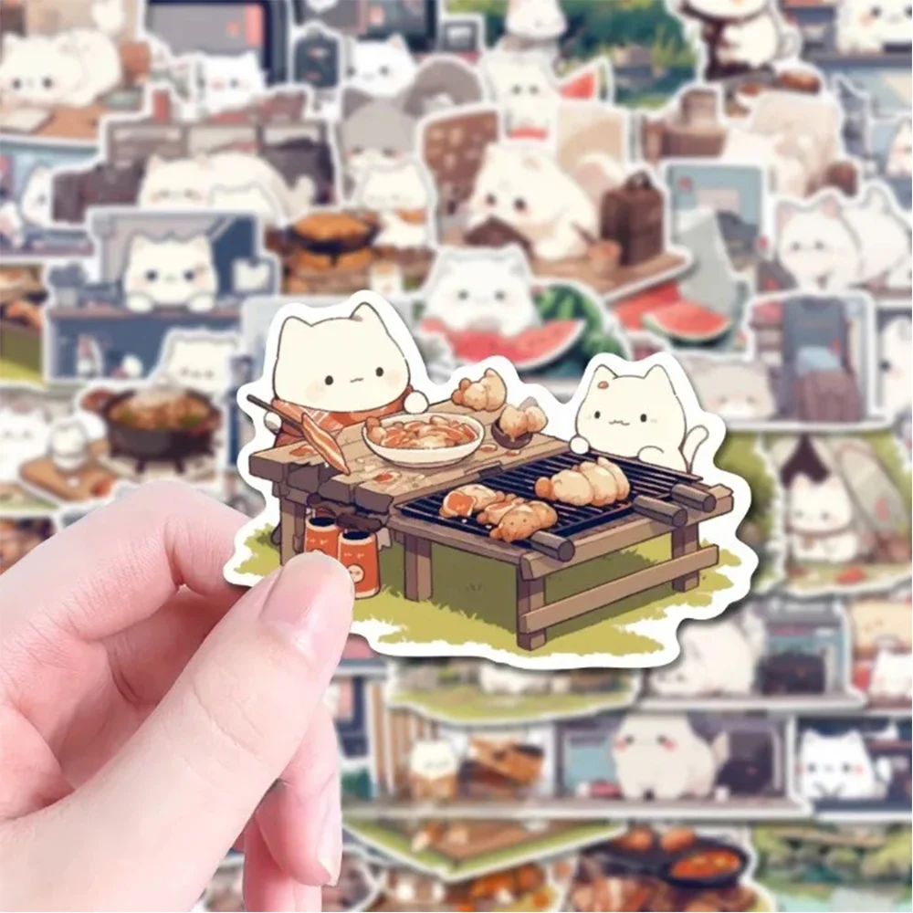 10/30/54pcs Kawaii Animal Cats Stickers Aesthetic Decoration Decals Waterproof DIY Phone Laptop Waterproof Cute Sticker for Kids 3