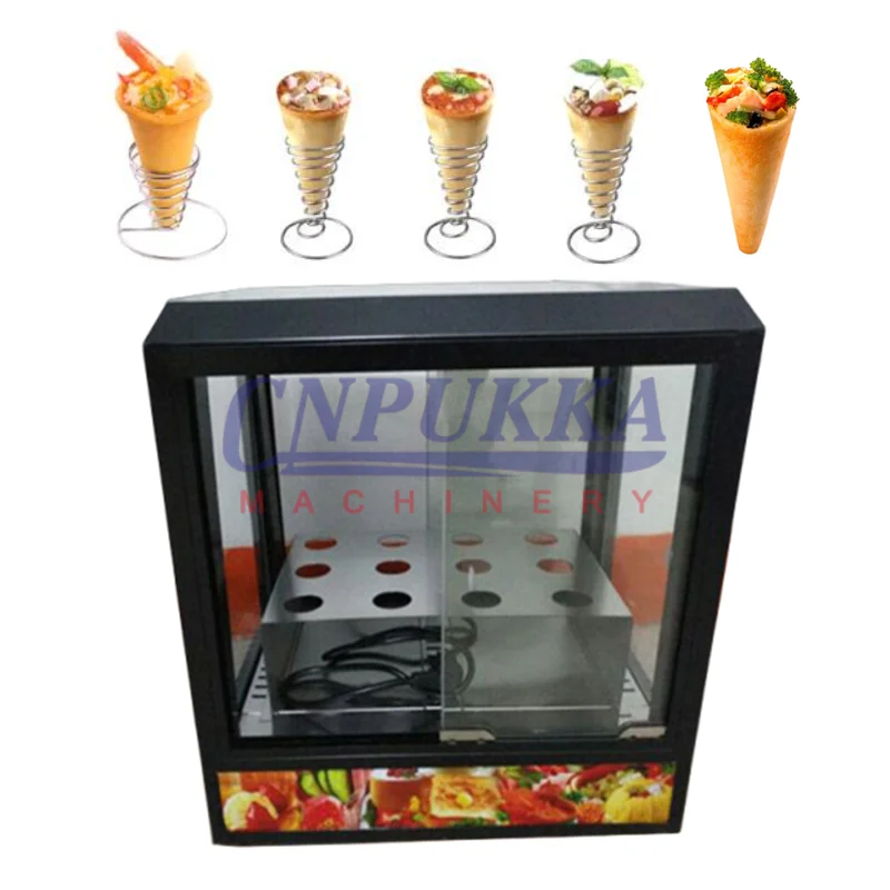 Commercial Food Insulation Cabinet Glass Display Umbrella Shape Pizza Cone Display Kono Pizza Cone Showcase 110v 220v