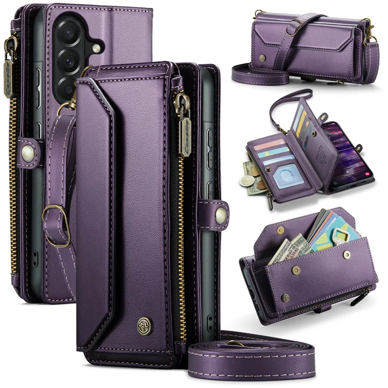 Luxurious Flip Leather Phone Case with Zipper Wallet and Card Holder