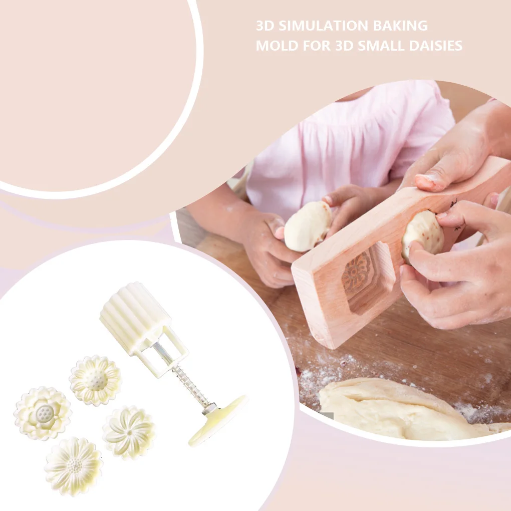 

ABS Flower Pattern Mooncake Mold 3 Dimensional Hand Press Kitchen DIY Mould