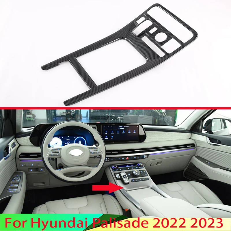 Per Hyundai Palisade 2022 2023 Pannello Del Cambio In Stile Fibra Di Carbonio Copertura Della Console Centrale Trim Frame
