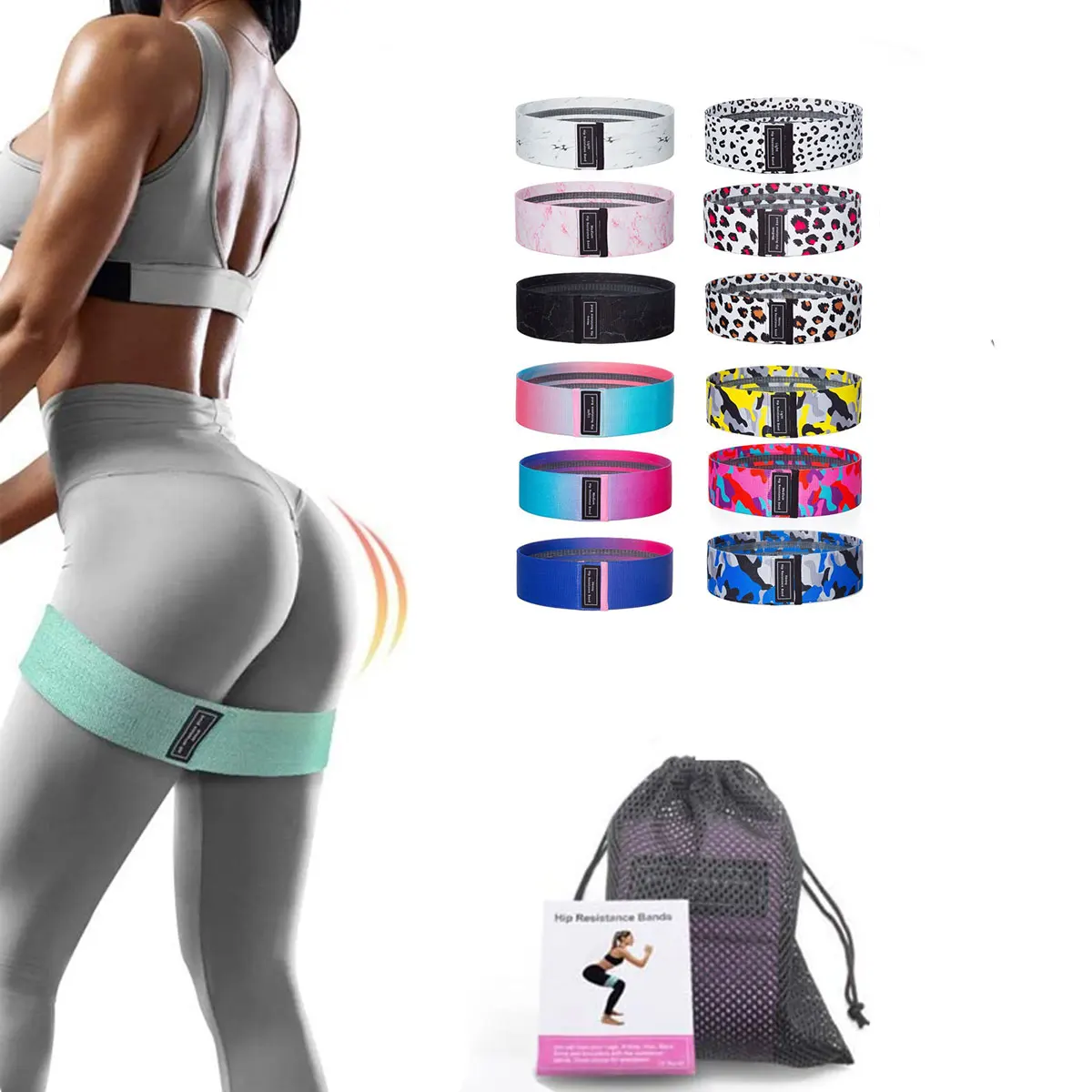 Fabric Resistance Bands Set, Cloth Elastic Exercise, Hip Circle Sports Band for Home Gym Fitness Training Use