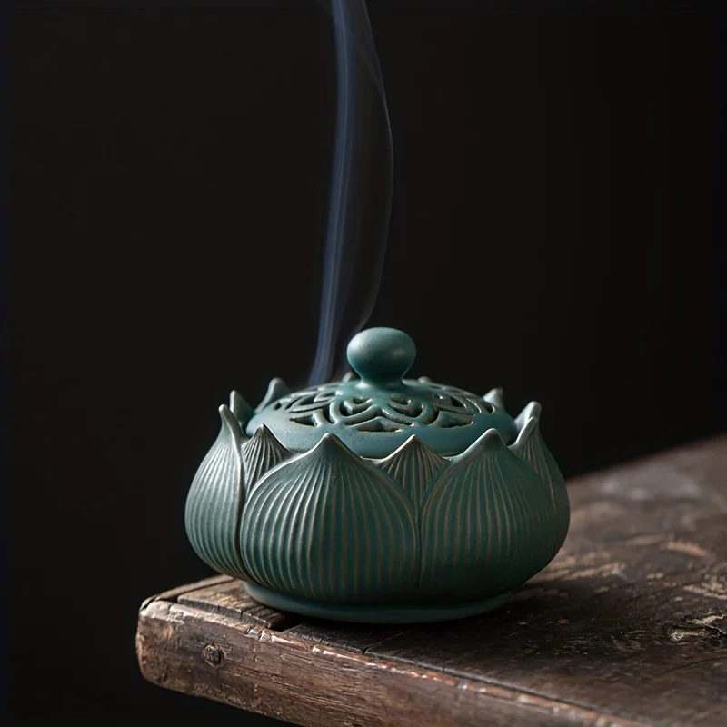 

1pc Creative Ceramic Lotus Incense Burner, Incense Channel Ornaments - Perfect For Home & Office Aromatherapy, Yoga, Meditation